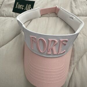 Fore All Pink and White Visor Golf